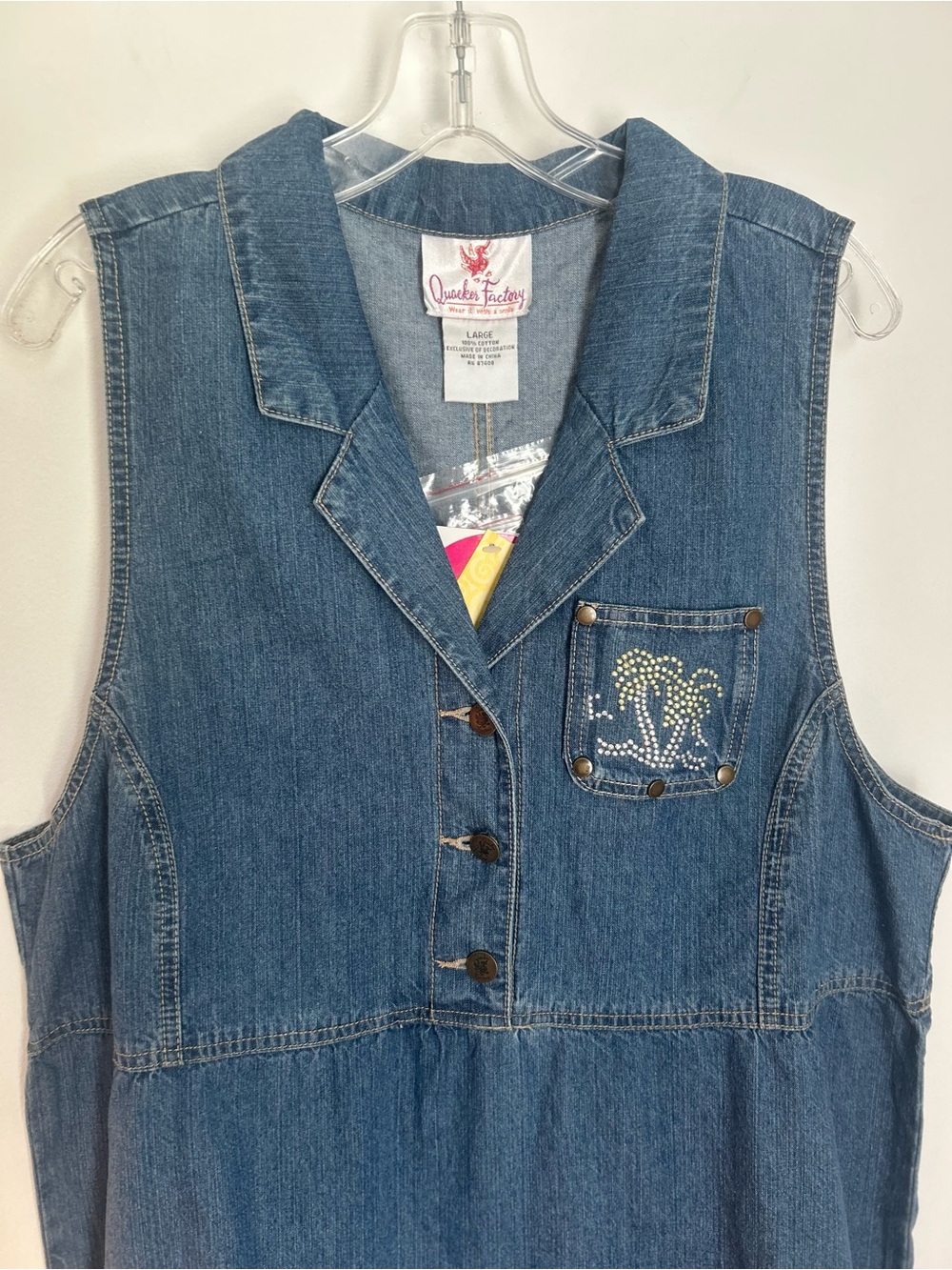 Quacker Factory Denim Sleeveless Button Front Dress with Changeable Pocket NWT - Picture 4 of 13